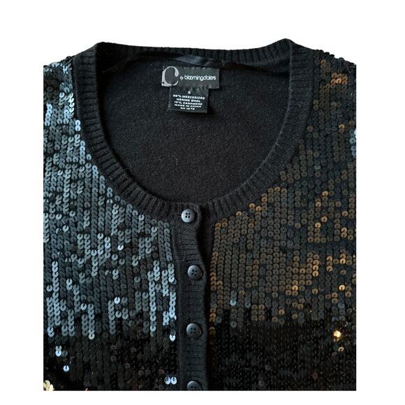 C by Bloomingdales cashmere mix sequenced cardigan black gold silver size small - Picture 12 of 15